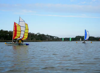 kayaks sailing