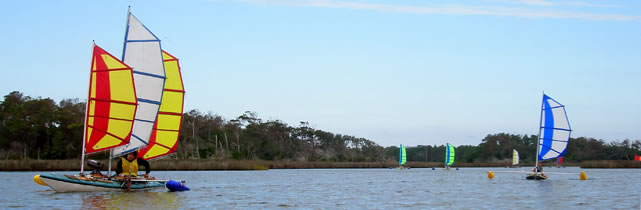 kayak sailing with BSD Batwing kayak sails