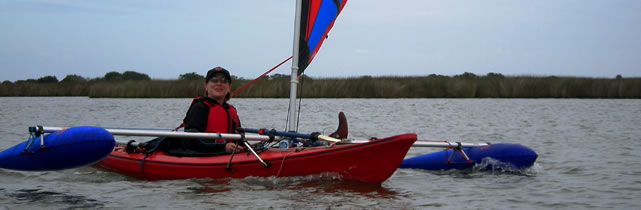 kayak sailing with BSD Batwing kayak sails